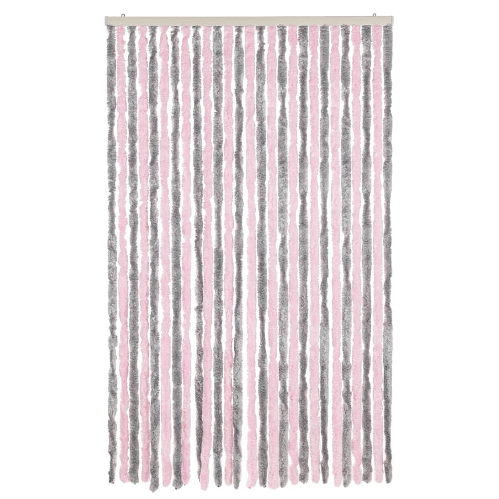 Vidaxl Fly Curtain 118x220 cm Chenille argento grigio e rosa