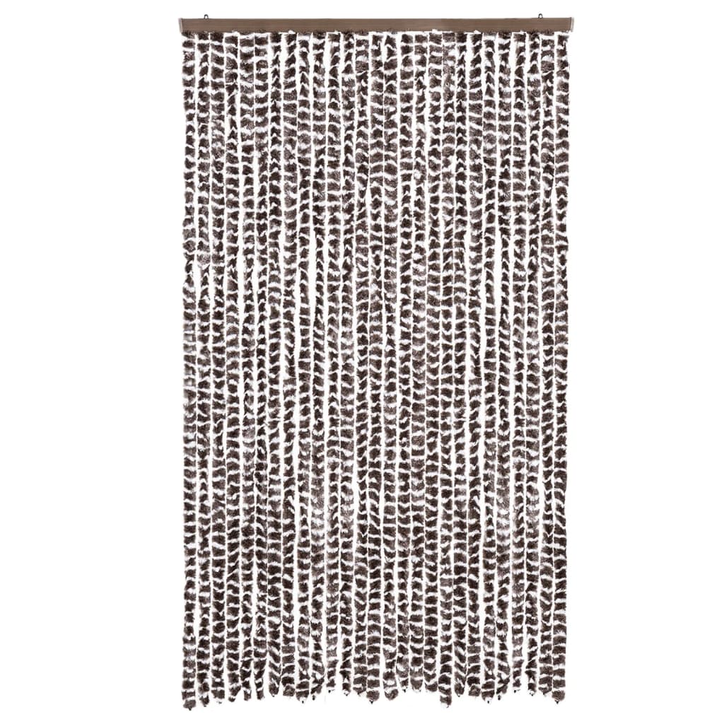 Cortina de mosca Vidaxl 118x220 cm chenille marrón y blanco