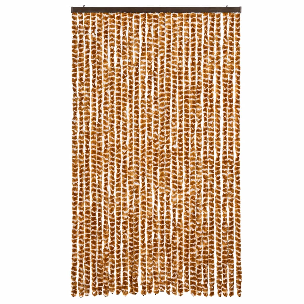 Vidaxl Fly Curtain 118x220 cm Chenille ocra e bianco