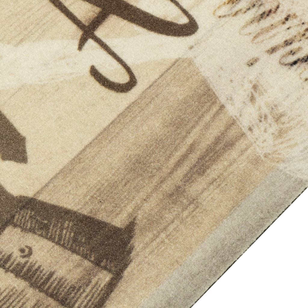 Vidaxl Mat de cocina Coffee estampado de café 60x180 cm de terciopelo marrón