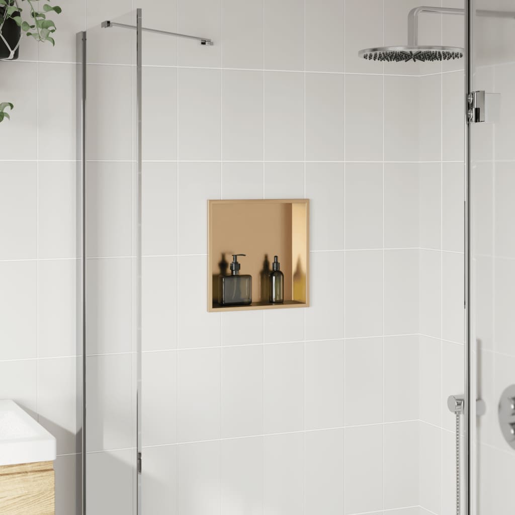 Vidaxl douchenis 32x32x9 cm roestvrijstaal geborsteld goudkleurig