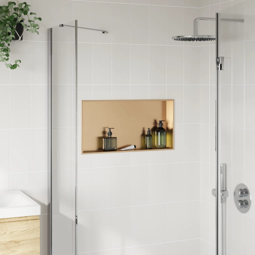 Vidaxl douchenis 62x32x9 cm roestvrijstaal geborsteld goudkleurig