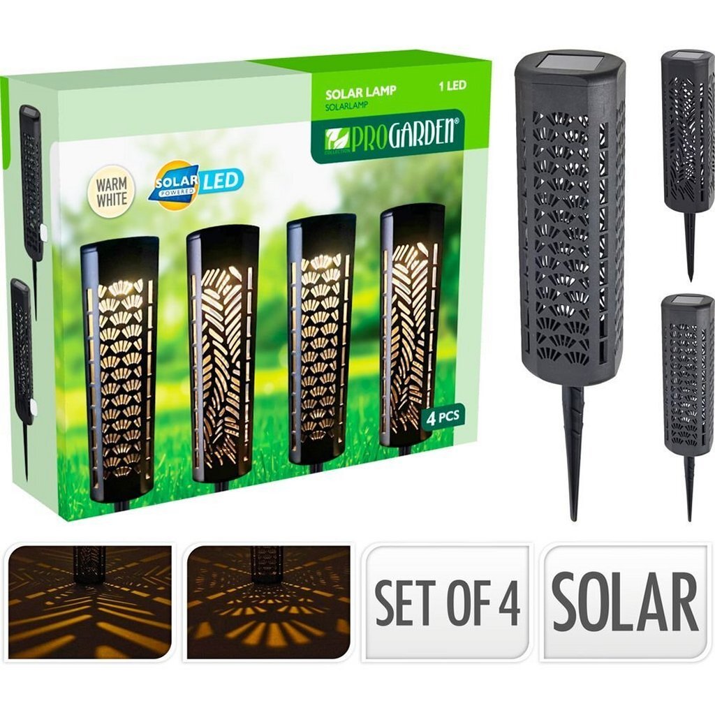 Lampade da giardino Pro Garden Solar Design 4 pezzi nere