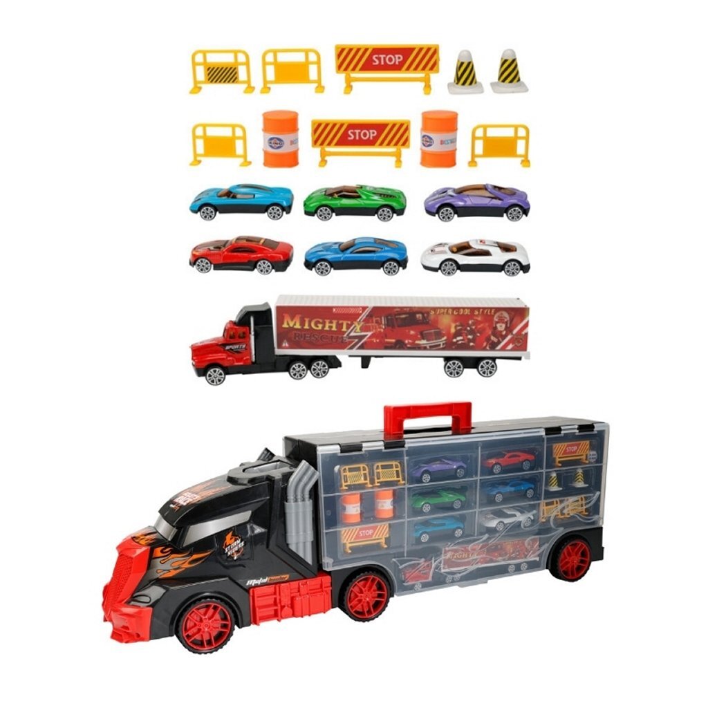 Altri marchi camion con rimorchio + 6 auto + camion e accessori