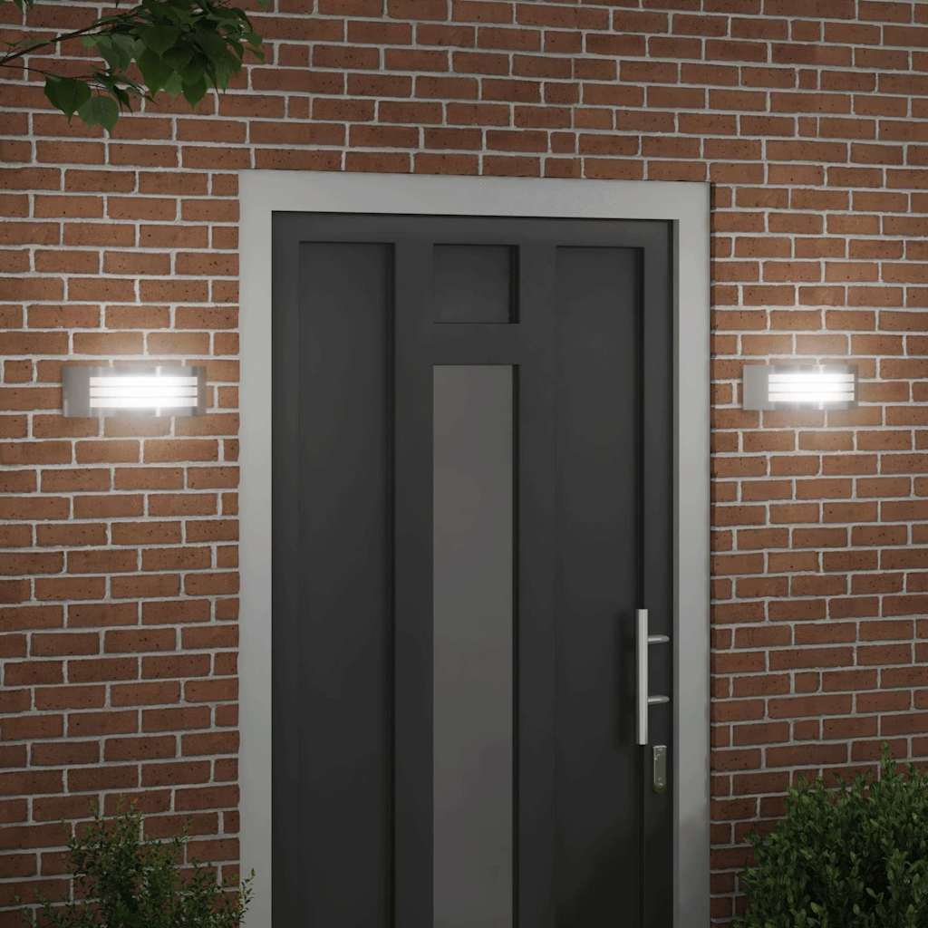 Lampada da parete per esterno Vidaxx 2 pezzi argento 32 x 10 x 10 cm