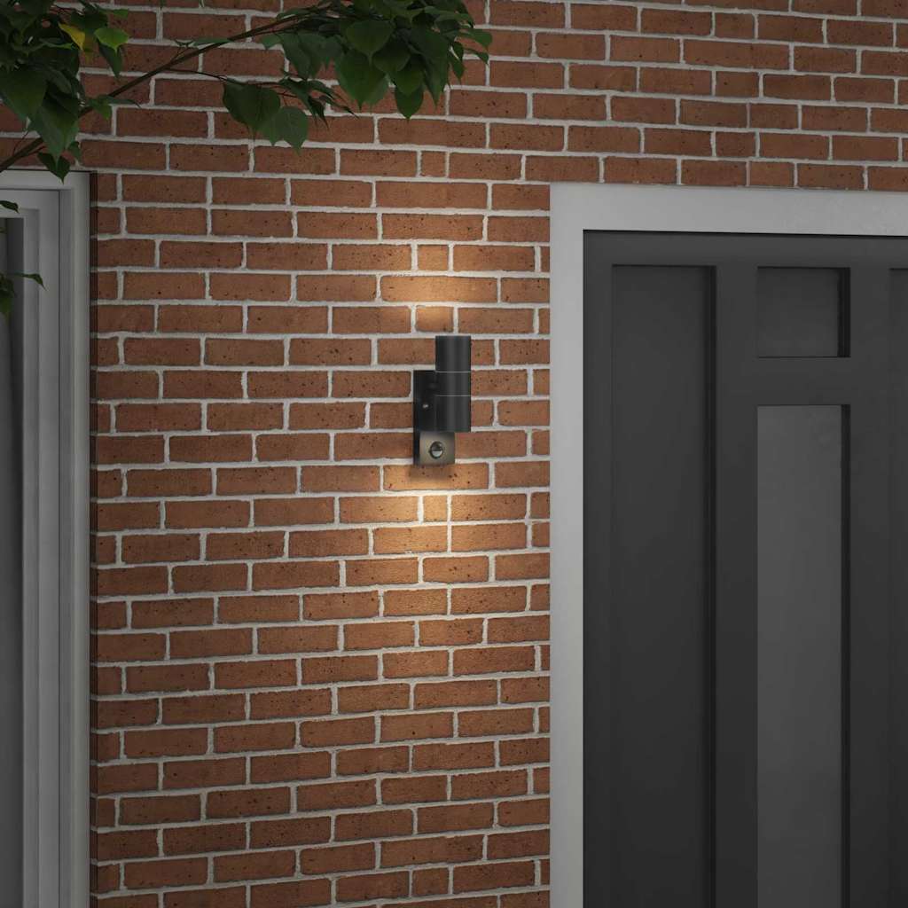 Lampada da parete per esterni Vidaxx nera 7 x 10 x 22 cm in acciaio inossidabile e vetro