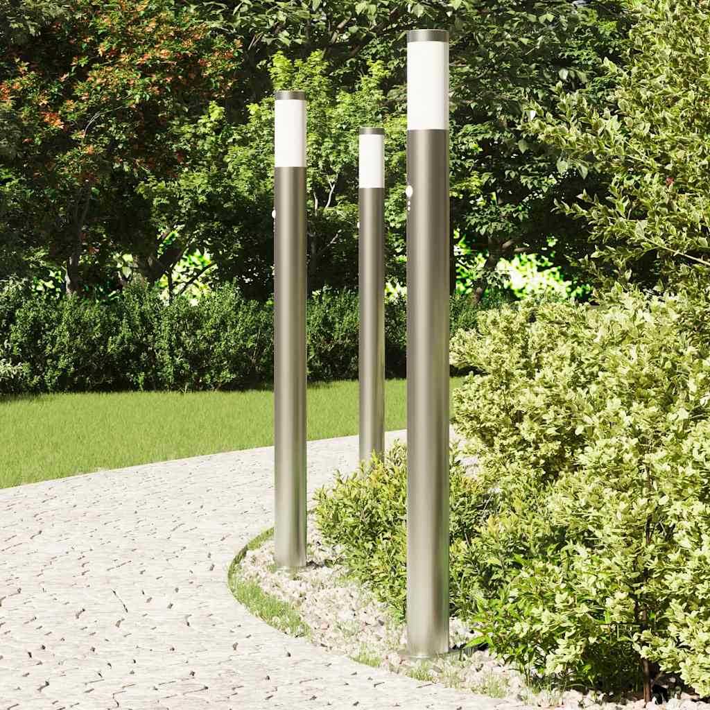 Baliza de iluminación VidaXL con sensor 3 piezas 110 cm acero inoxidable IP44