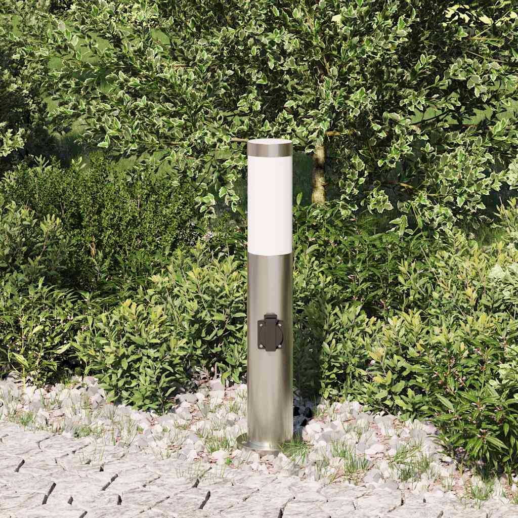 Vidaxl bolderarmatuur met stopcontact 50 cm rvs ip44