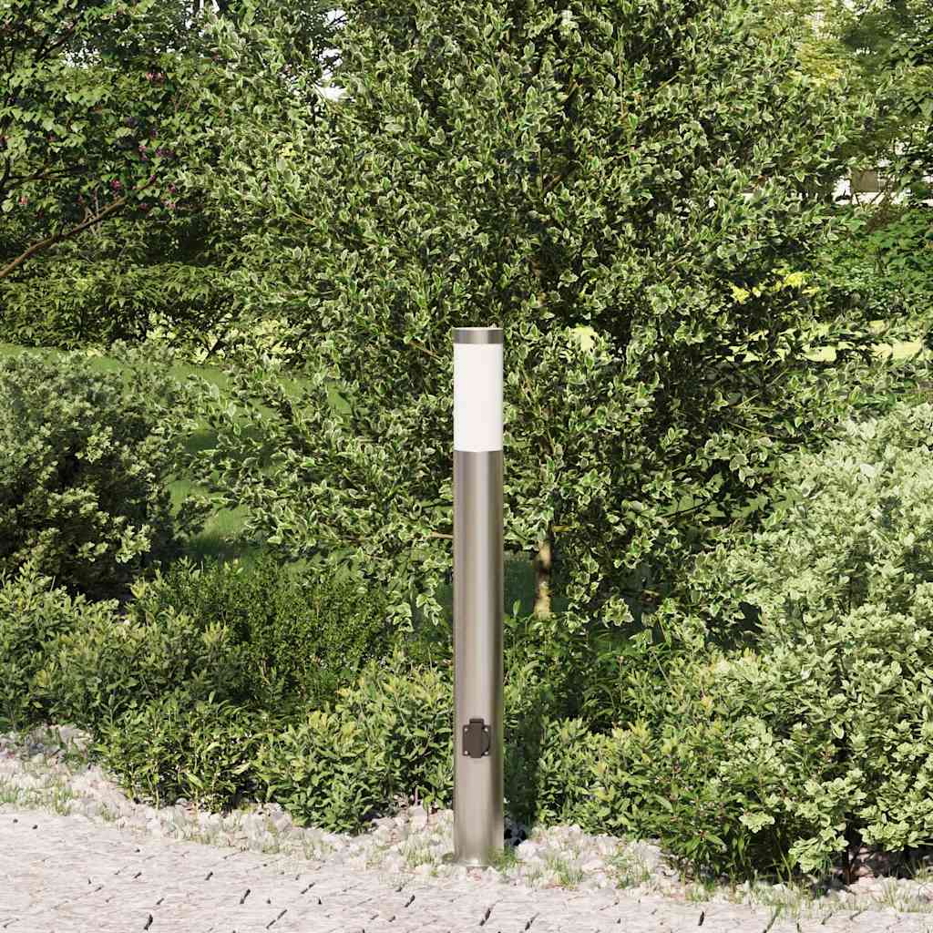 Vidaxl bolderarmatuur met stopcontact 80 cm rvs ip44