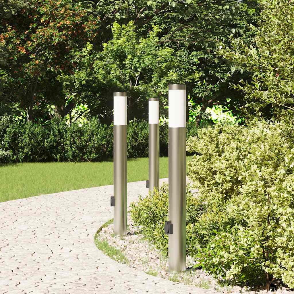 Vidaxl bolderverlichting met stopcontact 3 stuks 80 cm roestvrij staal ip44