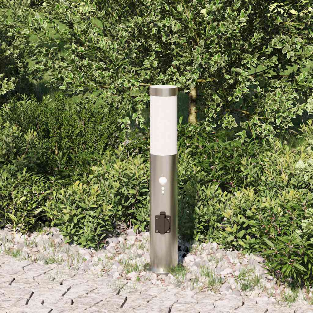 Vidaxl bolderverlichting met sensor en stopcontact 50 cm roestvrij staal ip44