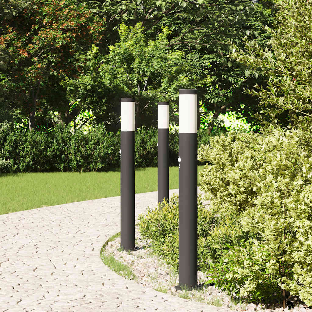 Vidaxl bolderverlichting met sensor 3 stuks 80 cm rvs ip44