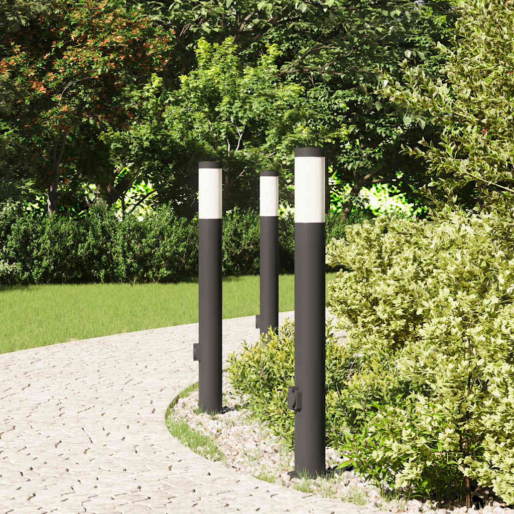Vidaxl bolderverlichting met stopcontact 3 stuks 80 cm roestvrij staal ip44