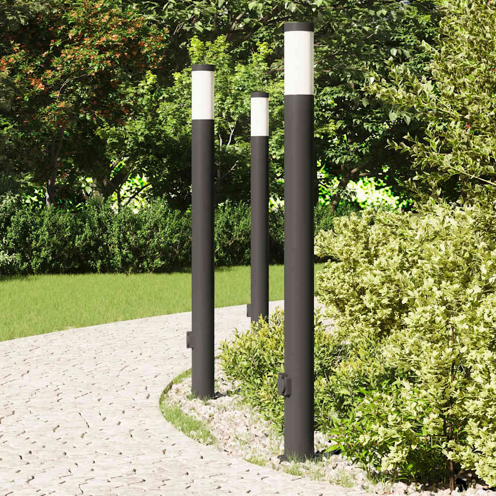 Vidaxl bolderverlichting met stopcontact 3 stuks 110 cm roestvrij staal ip44