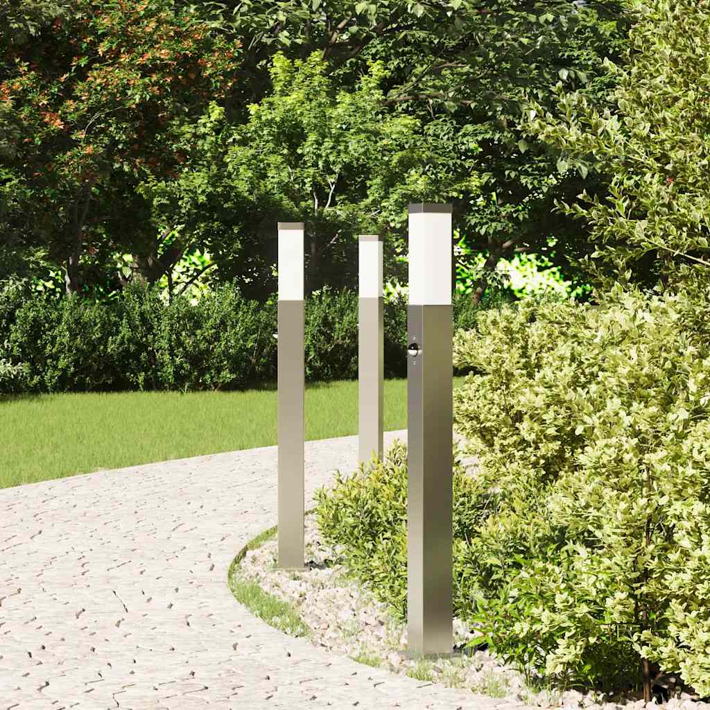 Vidaxl bolderverlichting met sensor 3 stuks 80 cm rvs ip44