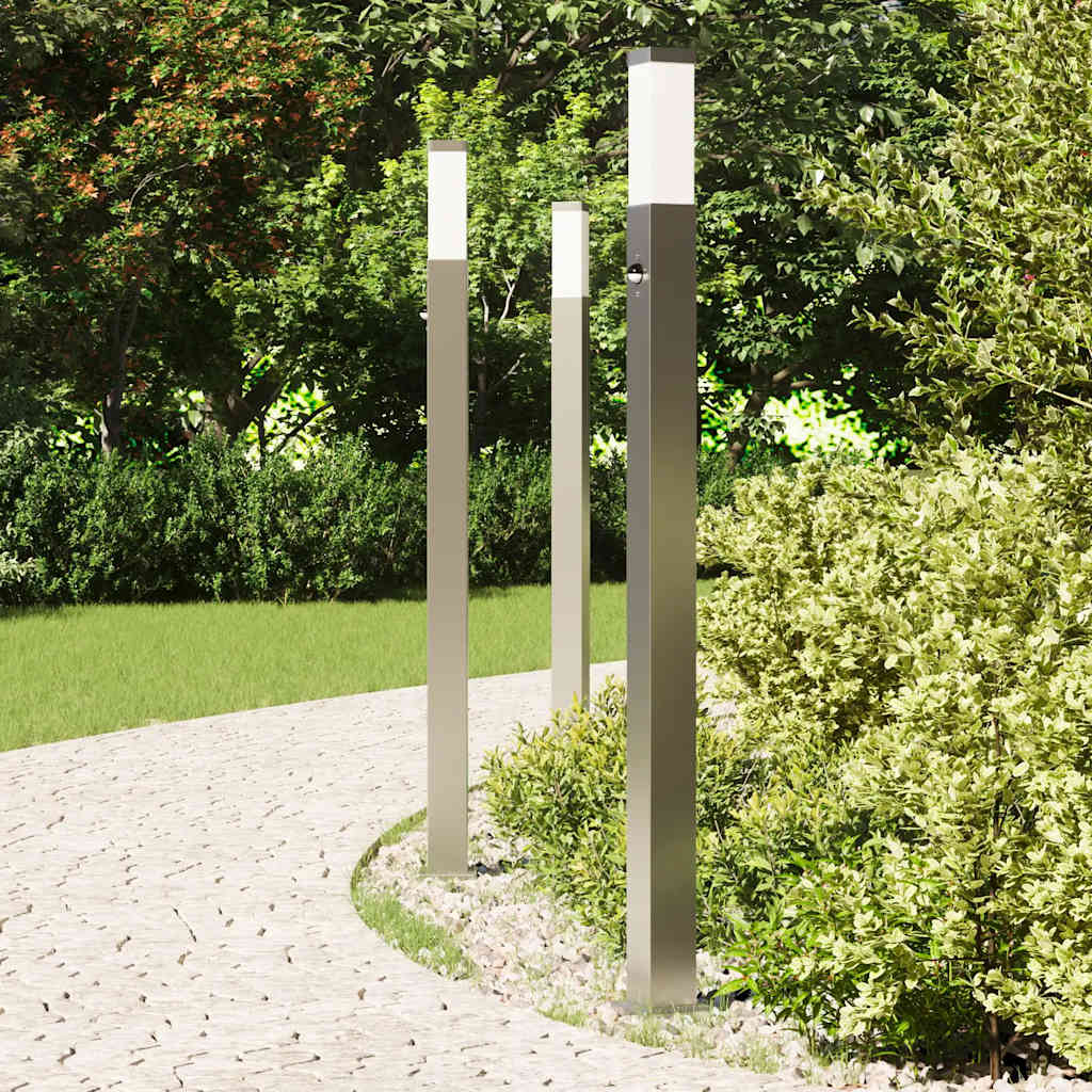 Vidaxl bolderverlichting met sensor 3 stuks 110 cm rvs ip44
