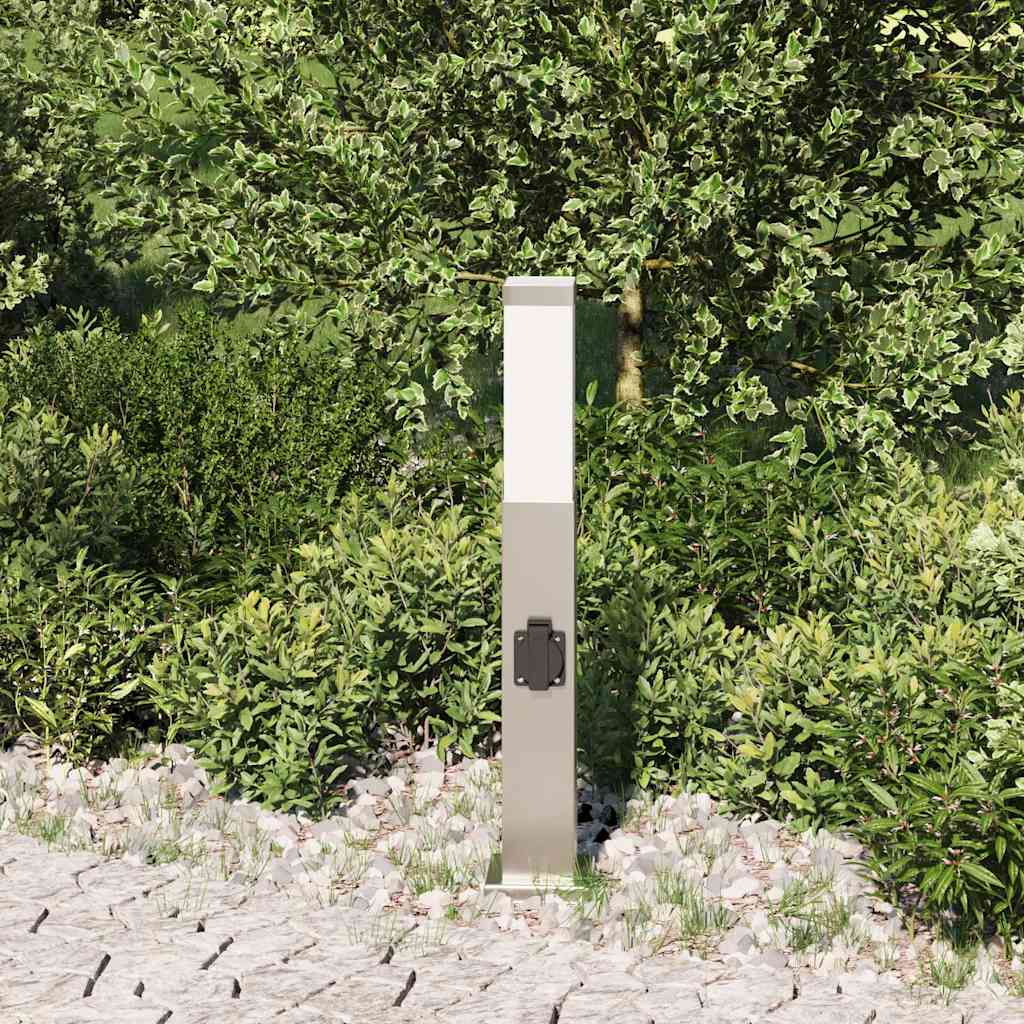 Vidaxl bolderarmatuur met stopcontact 50 cm rvs ip44