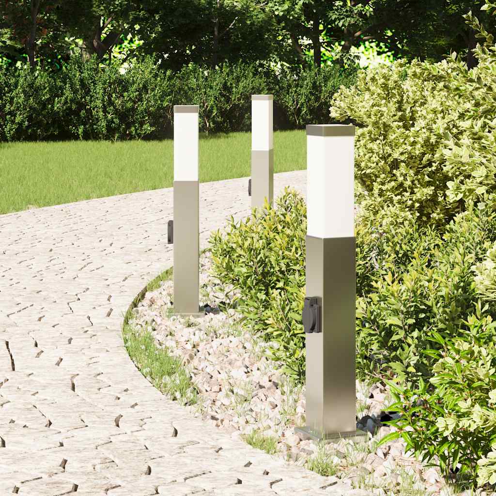 Vidaxx bolardo de iluminación con enchufe 3 piezas 50 cm acero inoxidable IP44