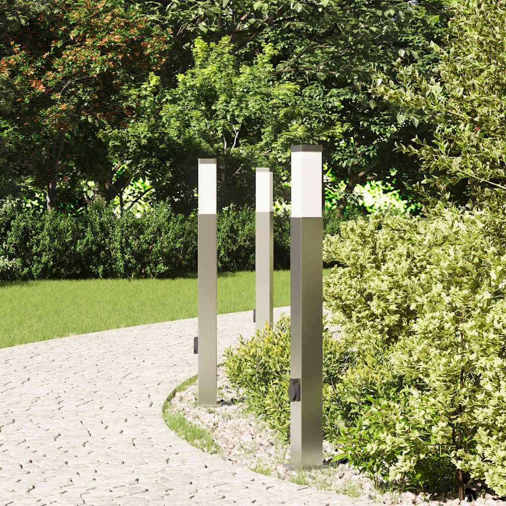 Vidaxl bolderverlichting met stopcontact 3 stuks 80 cm rvs ip44