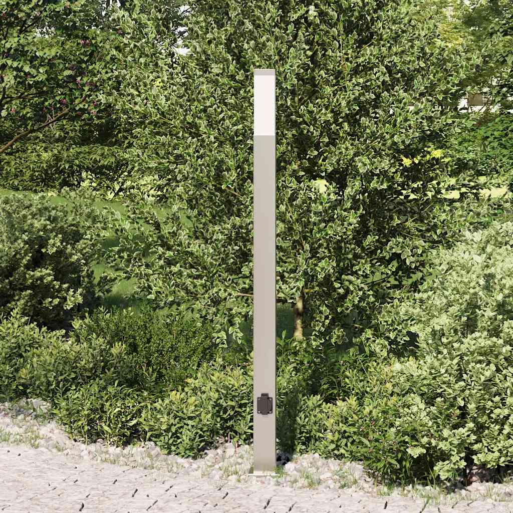 Vidaxl bolderarmatuur met stopcontact 110 cm rvs ip44
