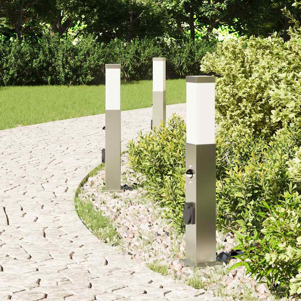 Vidaxl bolderverlichting met sensor en stopcontact 3 stuks 50 cm roestvrij staal ip44