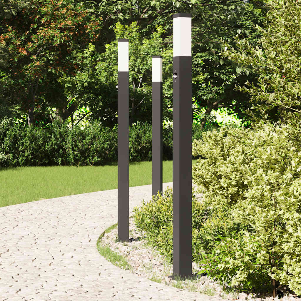 Vidaxl bolderverlichting met sensor 3 stuks 110 cm zwart ip44