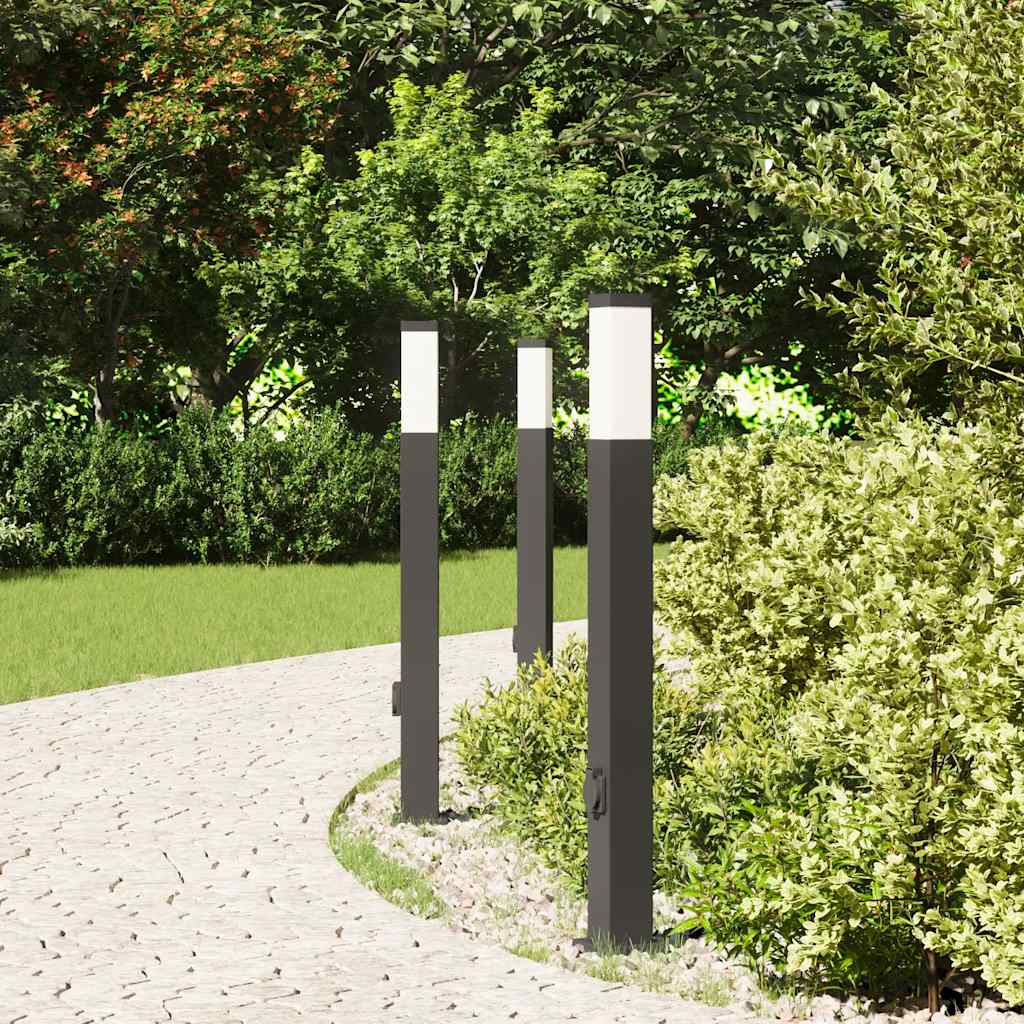 Vidaxl bolderverlichting met stopcontact 3 stuks 80 cm zwart ip44