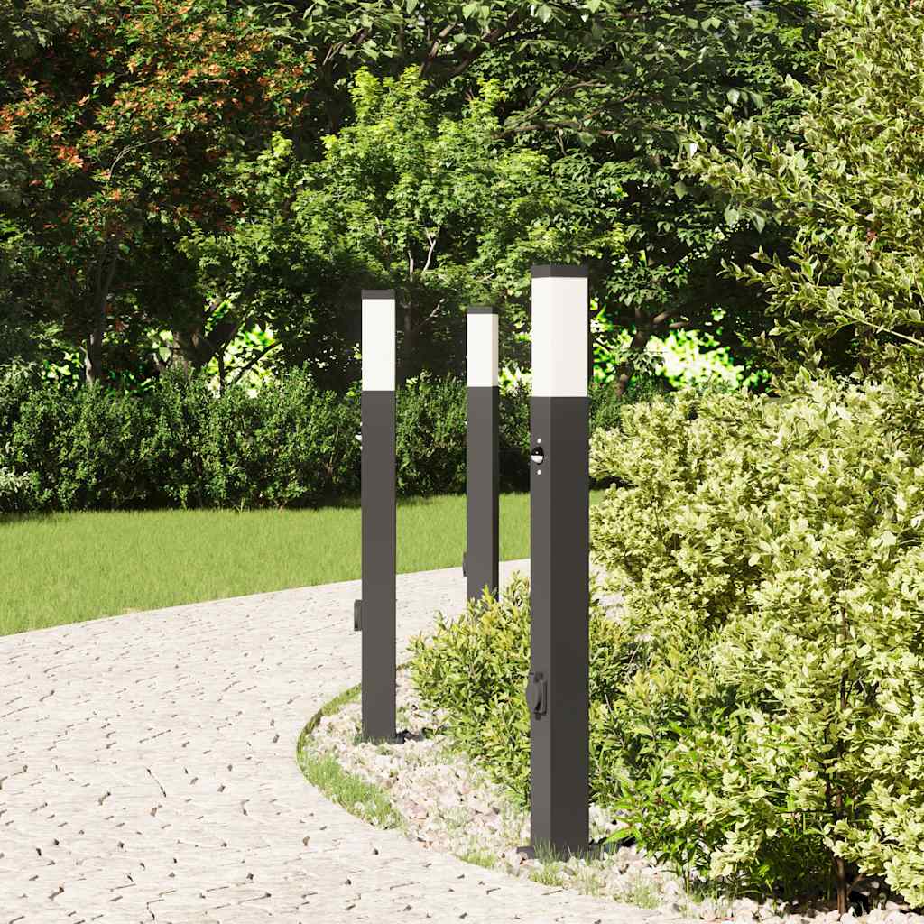 Vidaxl bolderverlichting met sensor en stopcontact 3 stuks 80 cm zwart ip44