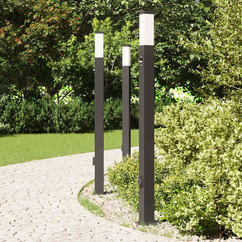 Vidaxl bolderverlichting met sensor en stopcontact 3 stuks 110 cm zwart ip44