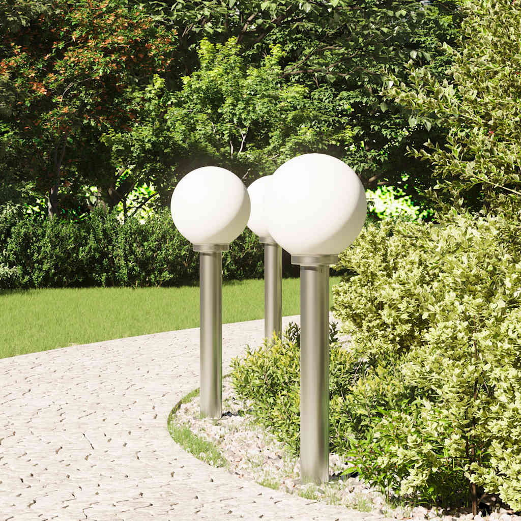 Vidaxl bolderverlichting 3 stuks 80 cm rvs ip44