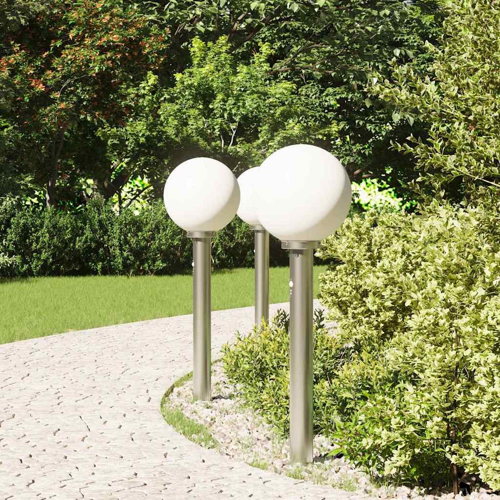 Baliza de iluminación VidaXL con sensor 3 piezas 80 cm acero inoxidable IP44