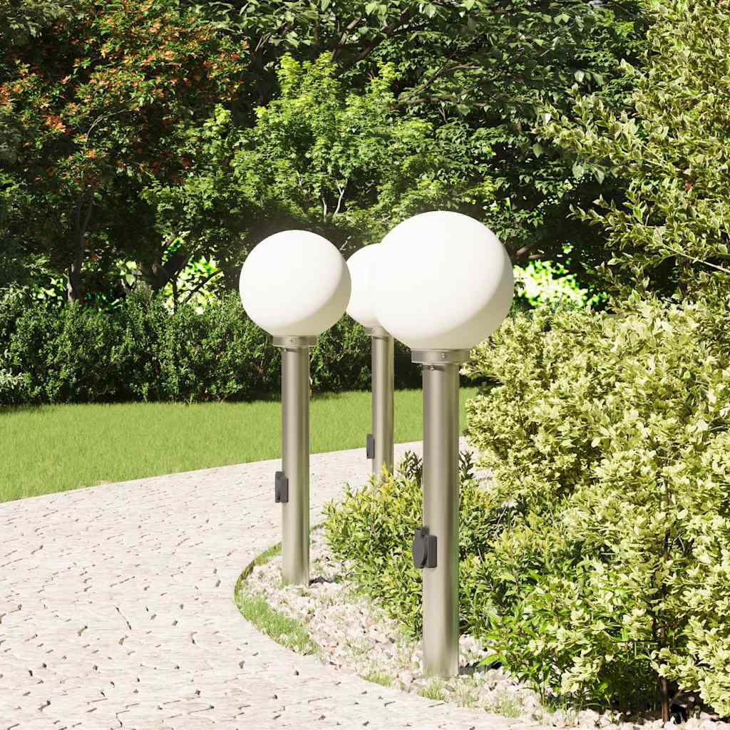 Vidaxl bolderverlichting met stopcontact 3 stuks 80 cm rvs ip44