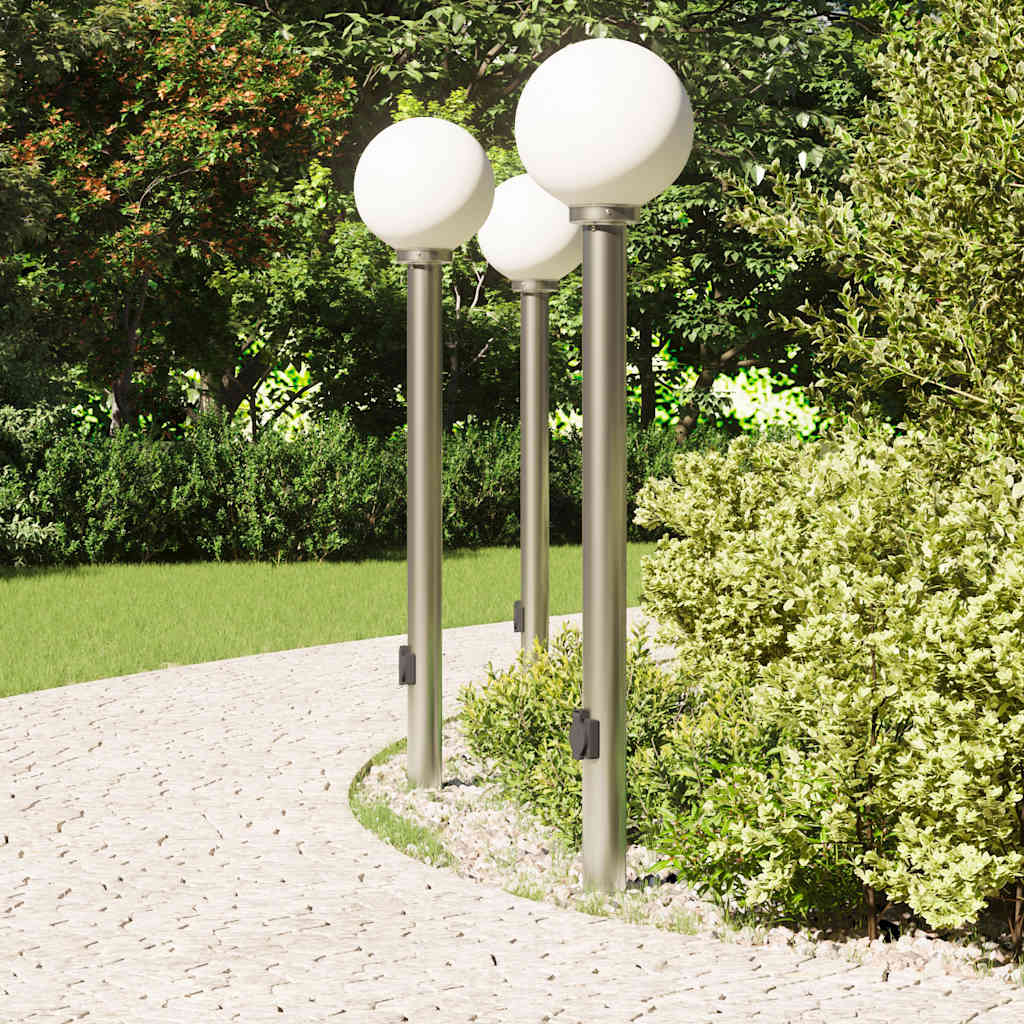 Vidaxl bolderverlichting met stopcontact 3 stuks 120 cm rvs ip44