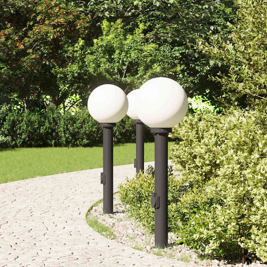 Vidaxl bolderverlichting met stopcontact 3 stuks 80 cm zwart ip44