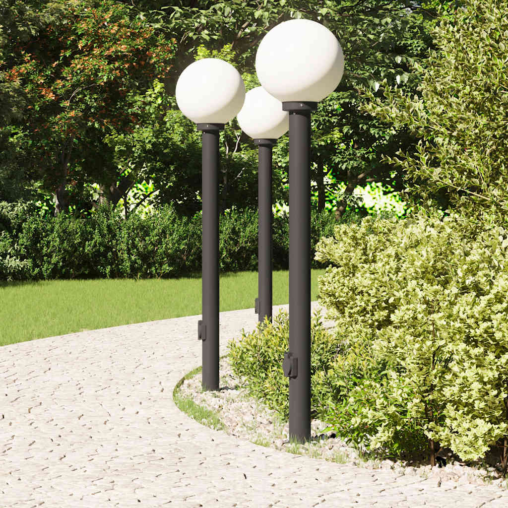Vidaxl bolderverlichting met stopcontact 3 stuks 120 cm zwart ip44