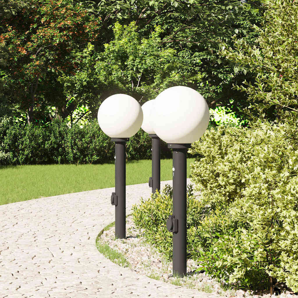 Vidaxl bolderverlichting met sensor en stopcontact 3 stuks 80 cm zwart ip44