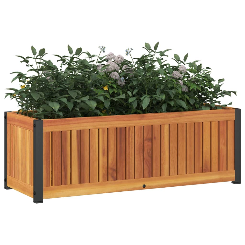 Vidaxl plantenbak 80x30x27,5 cm massief acaciahout en staal