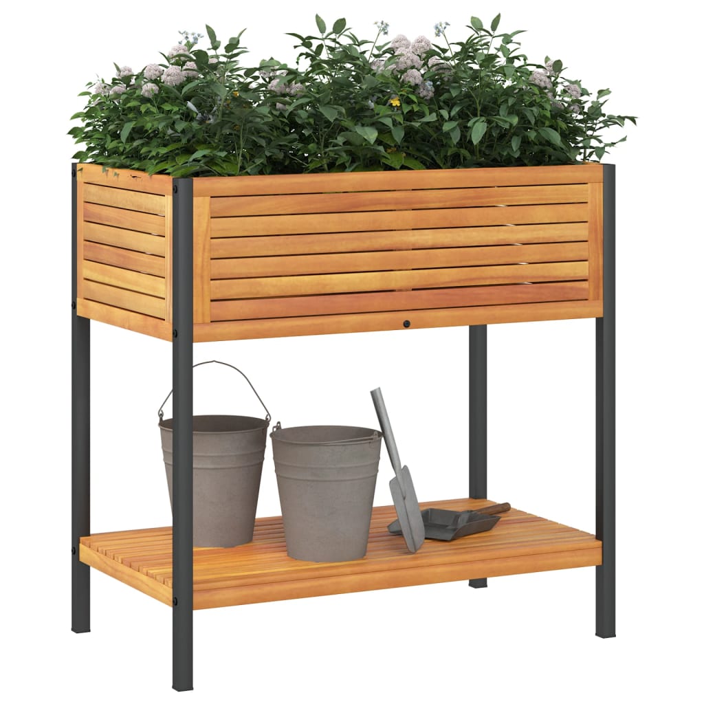 Plantilla Vidaxl con estante 80x45x80 cm de madera de acacia sólida y acero