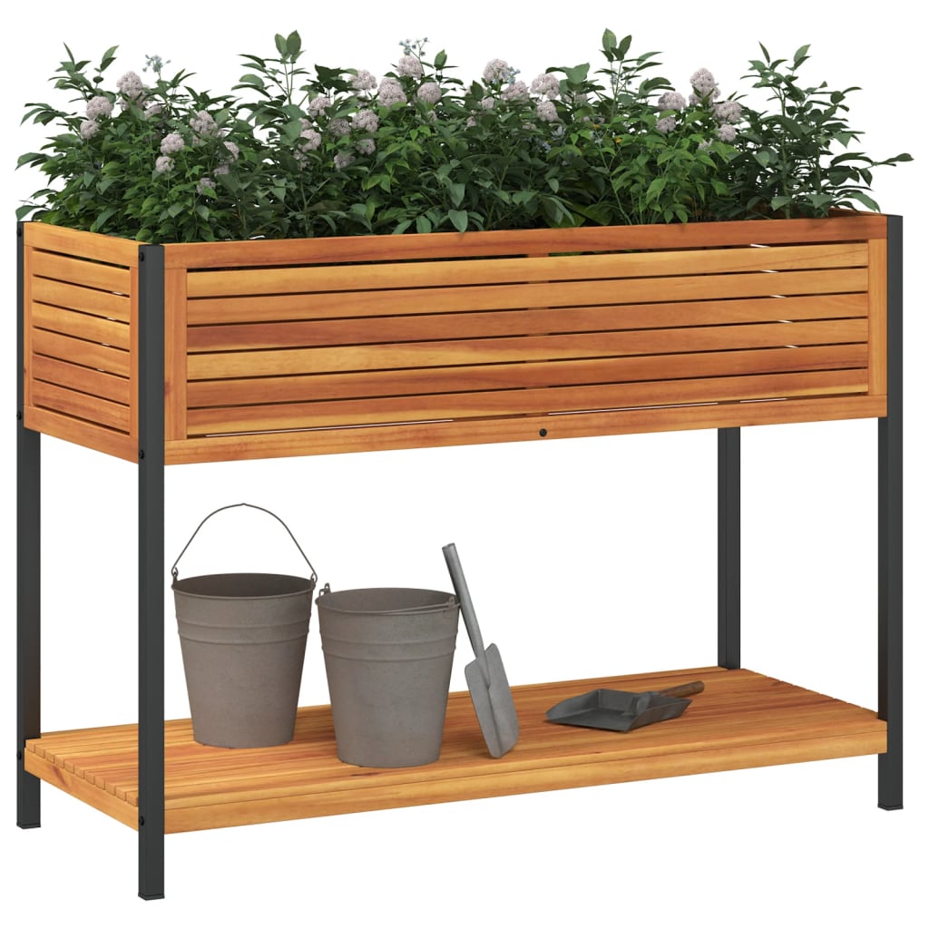 Plantilla Vidaxl con estante 110x45x80 cm de madera de acacia sólida y acero