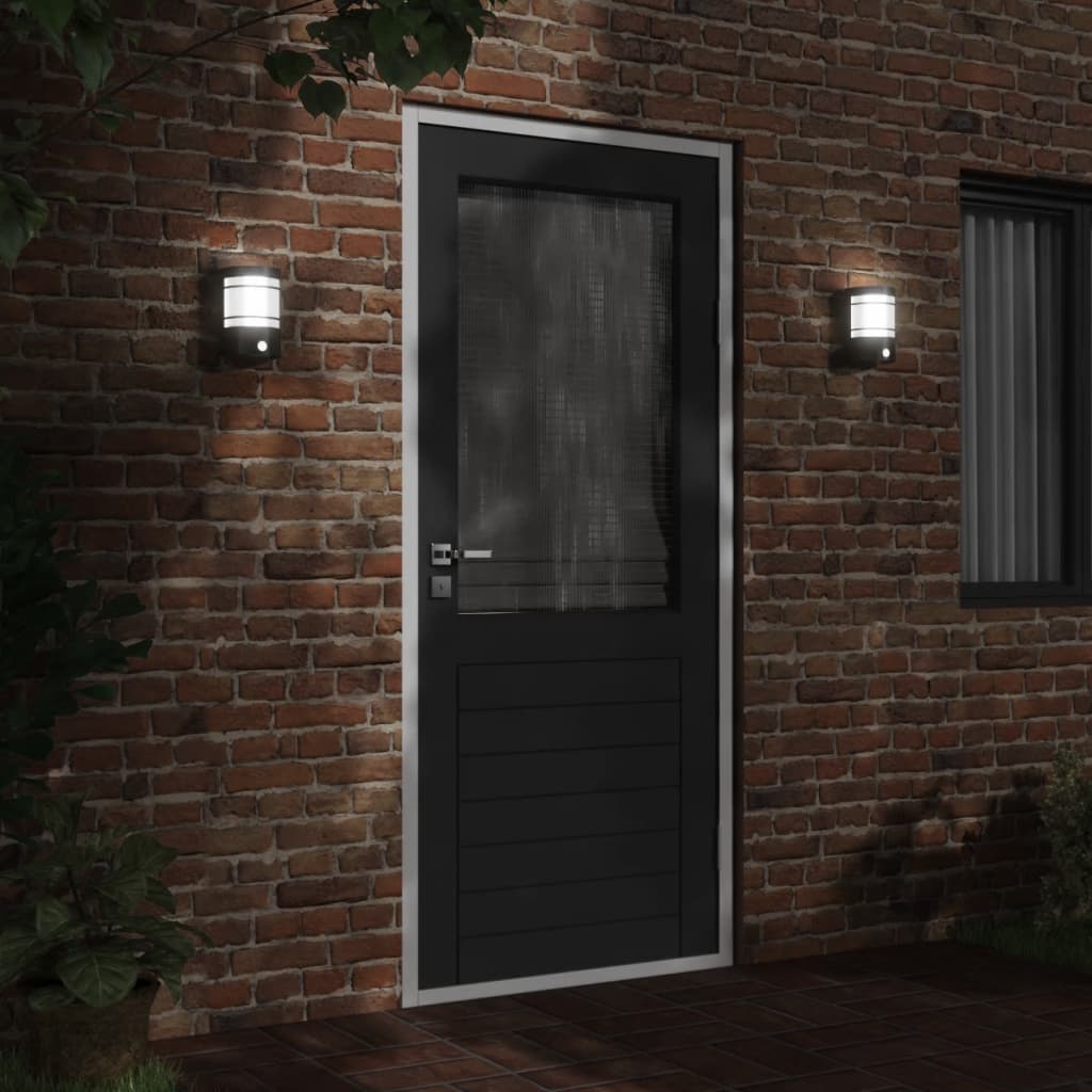 Vidaxl Lámparas de pared al aire libre 2 st con sensores de acero inoxidable negro