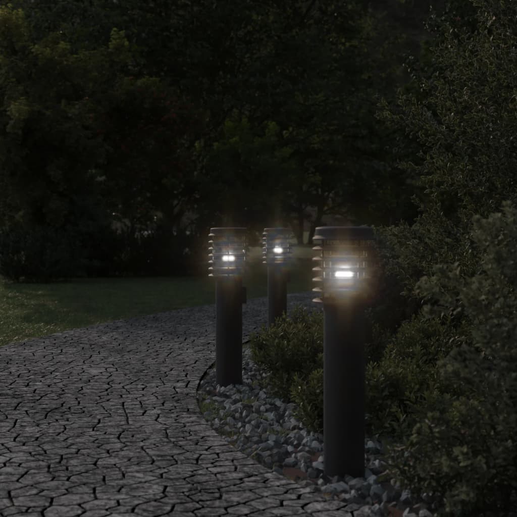 Lampada da pavimento Vidaxl per 3 pezzi all'esterno 60 cm in acciaio inossidabile