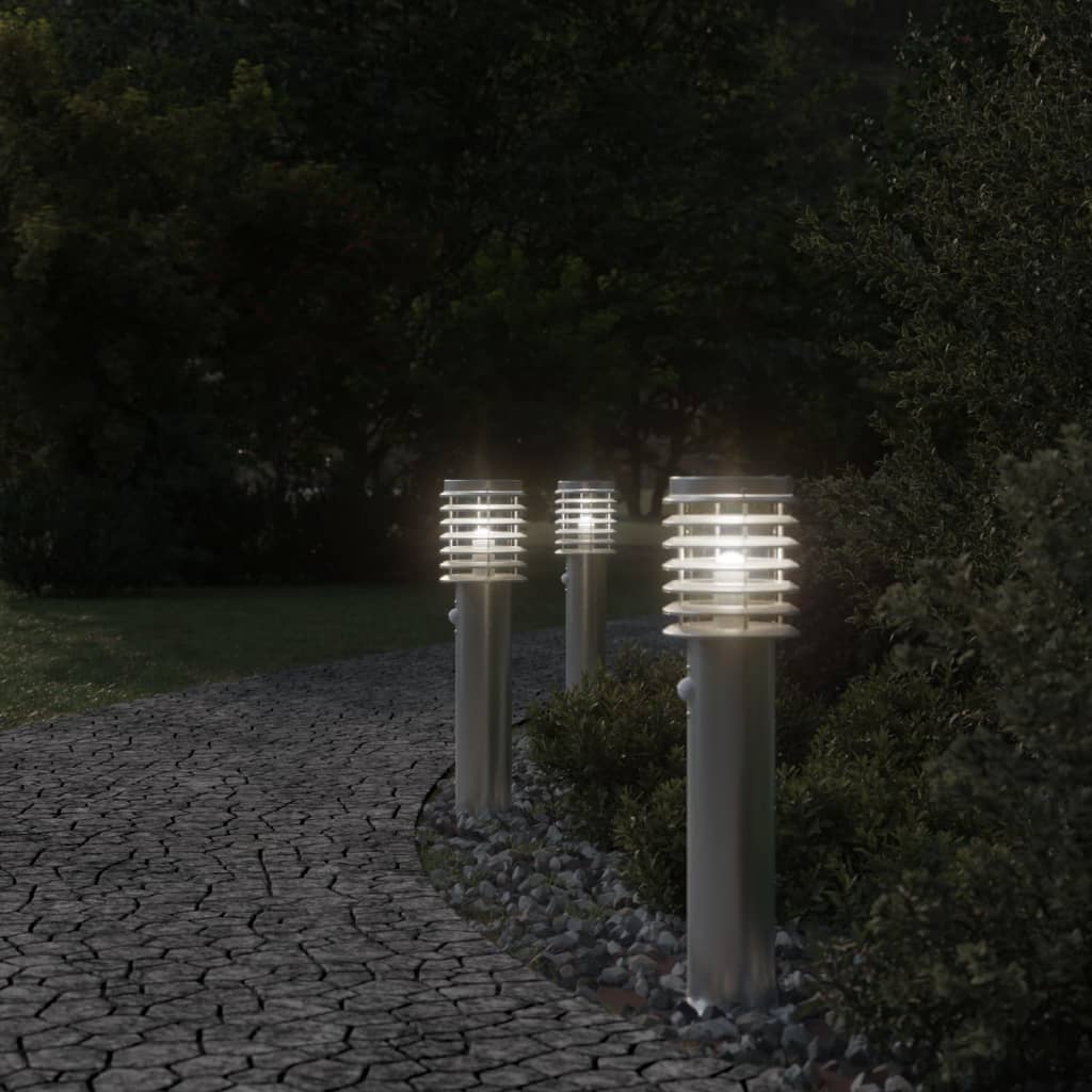 Vidaxl pavimenti esterni 3 m con sensori da 60 cm in acciaio inossidabile argento