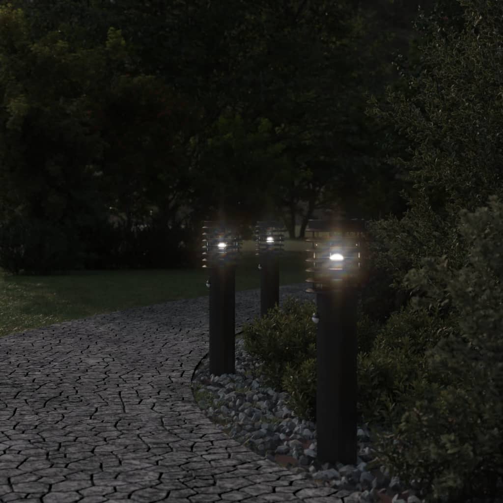 Vidaxl Lampade per pavimenti per esterni 3 St con sensori in acciaio inossidabile nero