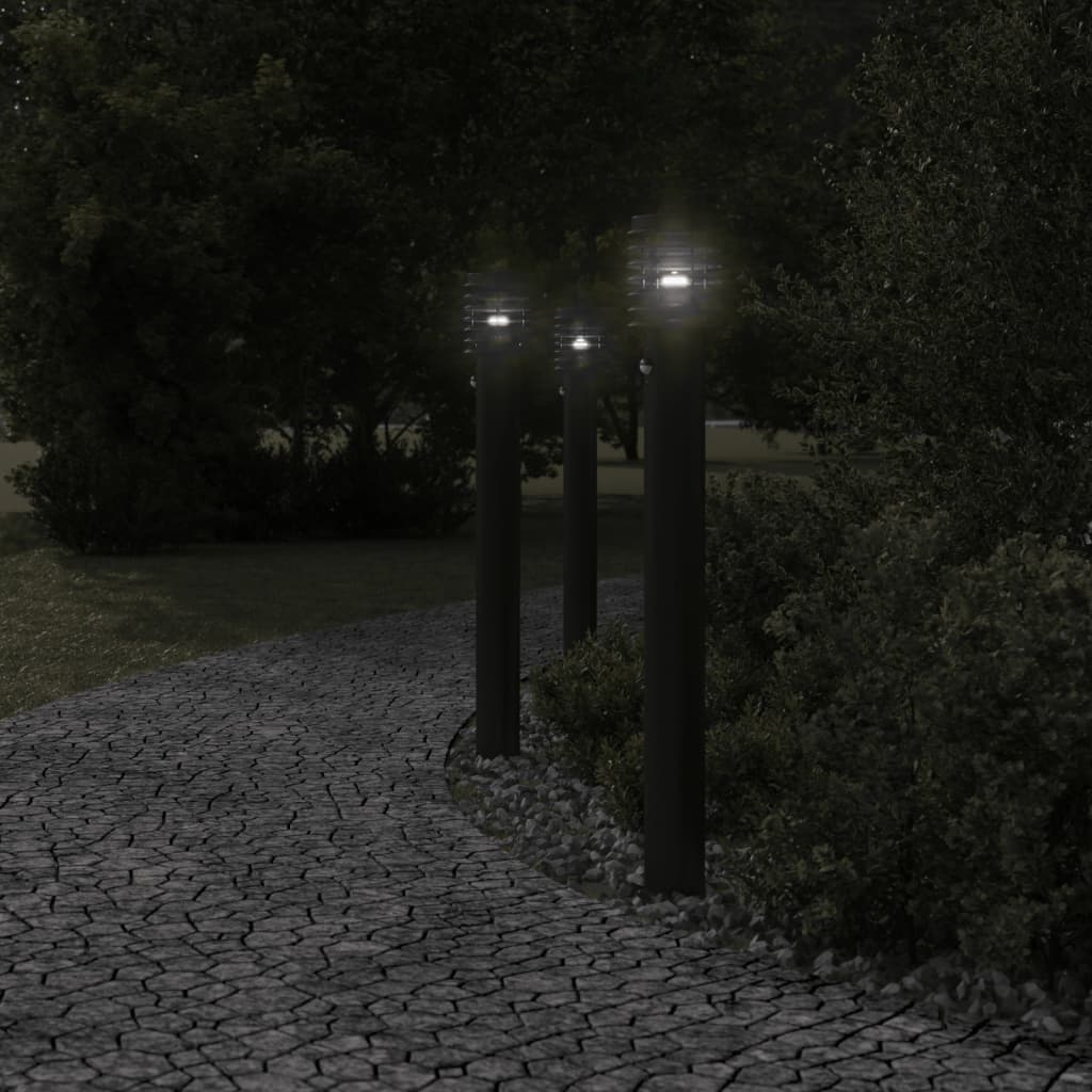 Lampada da pavimento Vidaxl per l'esterno con sensore in acciaio inossidabile da 110 cm nero