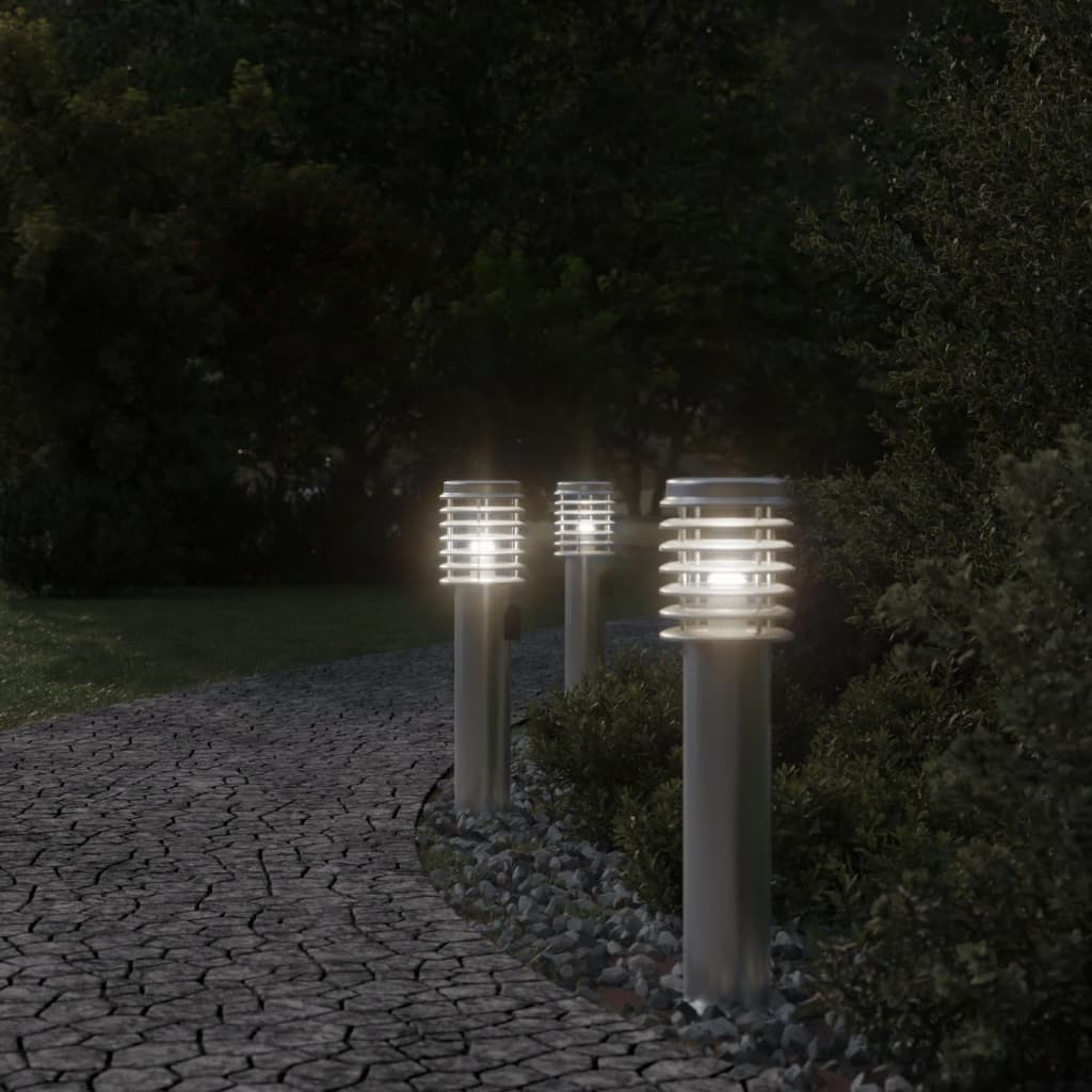Vidaxl Lampade esterne a pavimento 3 St Piega 60 cm in acciaio inossidabile argento
