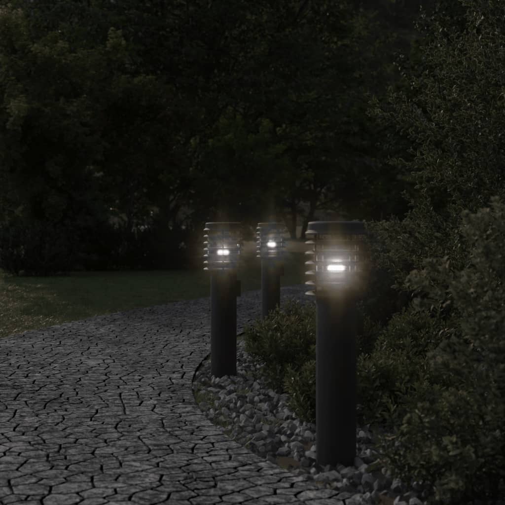 VIDAXL Lampade esterne a pavimento 3 ST SCOCHE 60 CM Acciaio inossidabile nero