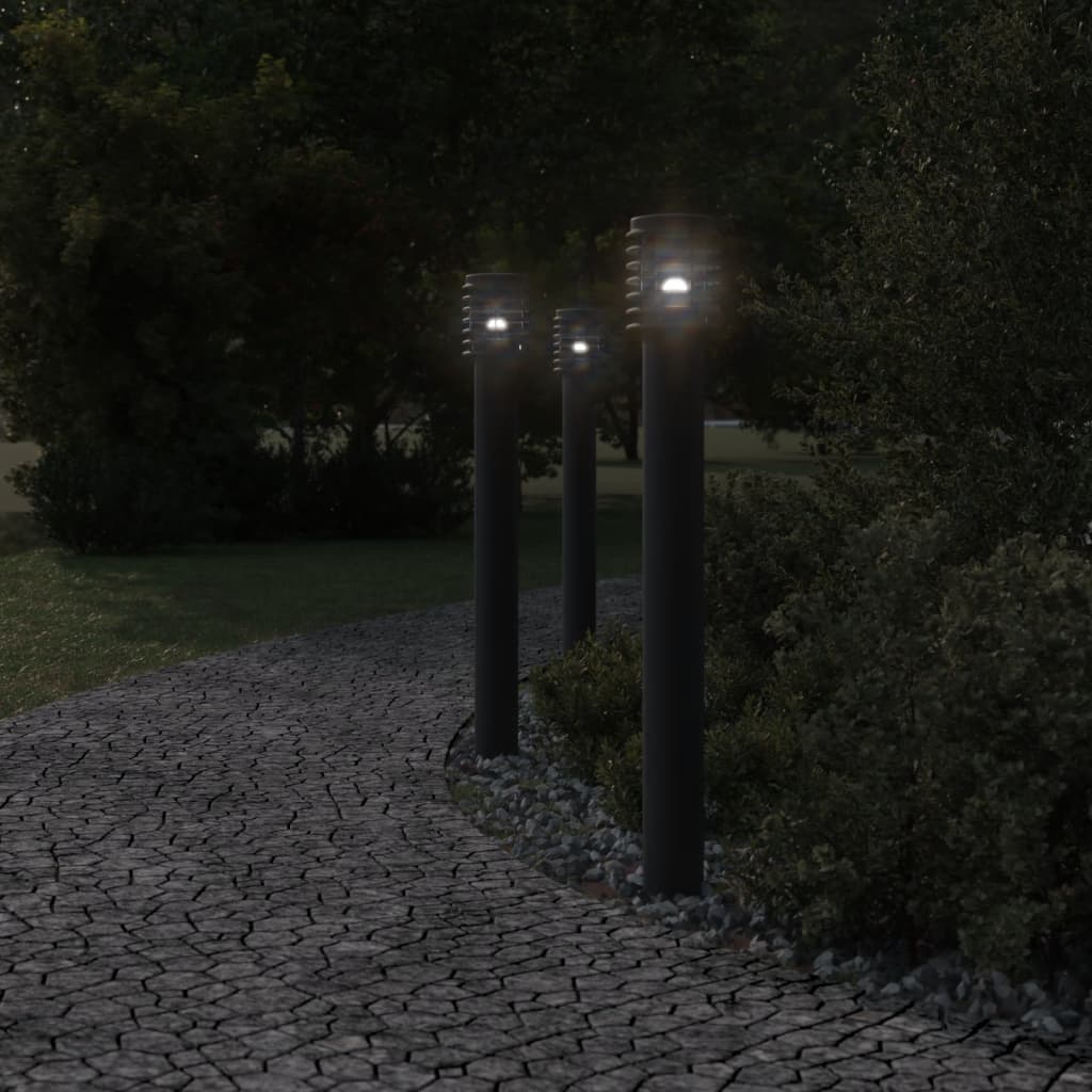 Vidaxl Lampade esterne a pavimento 3 ST Black in acciaio inossidabile da 110 cm