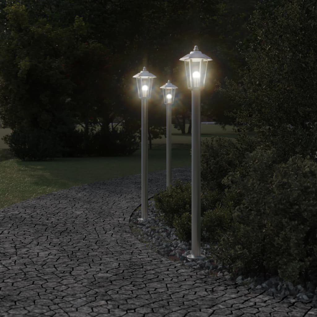 Lampada da pavimento Vidaxl per color argento in acciaio inossidabile da 120 cm all'esterno