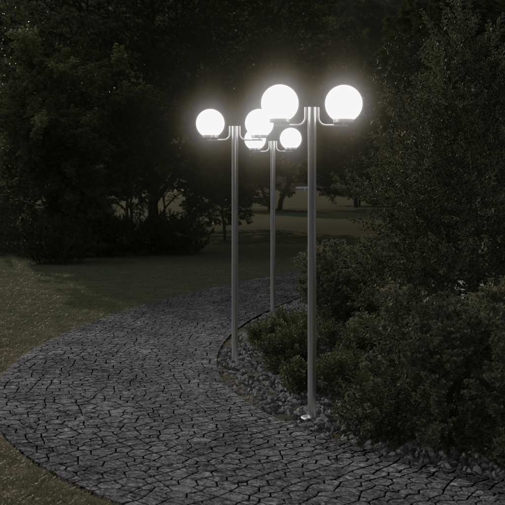 Vidaxl afuera de pisos 3 st 215 cm de acero inoxidable de color plateado