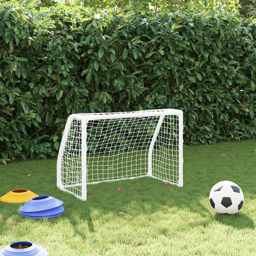 Vidaxl Gol di calcio per bambini 2 St con palla 64x35x48 cm di metallo bianco